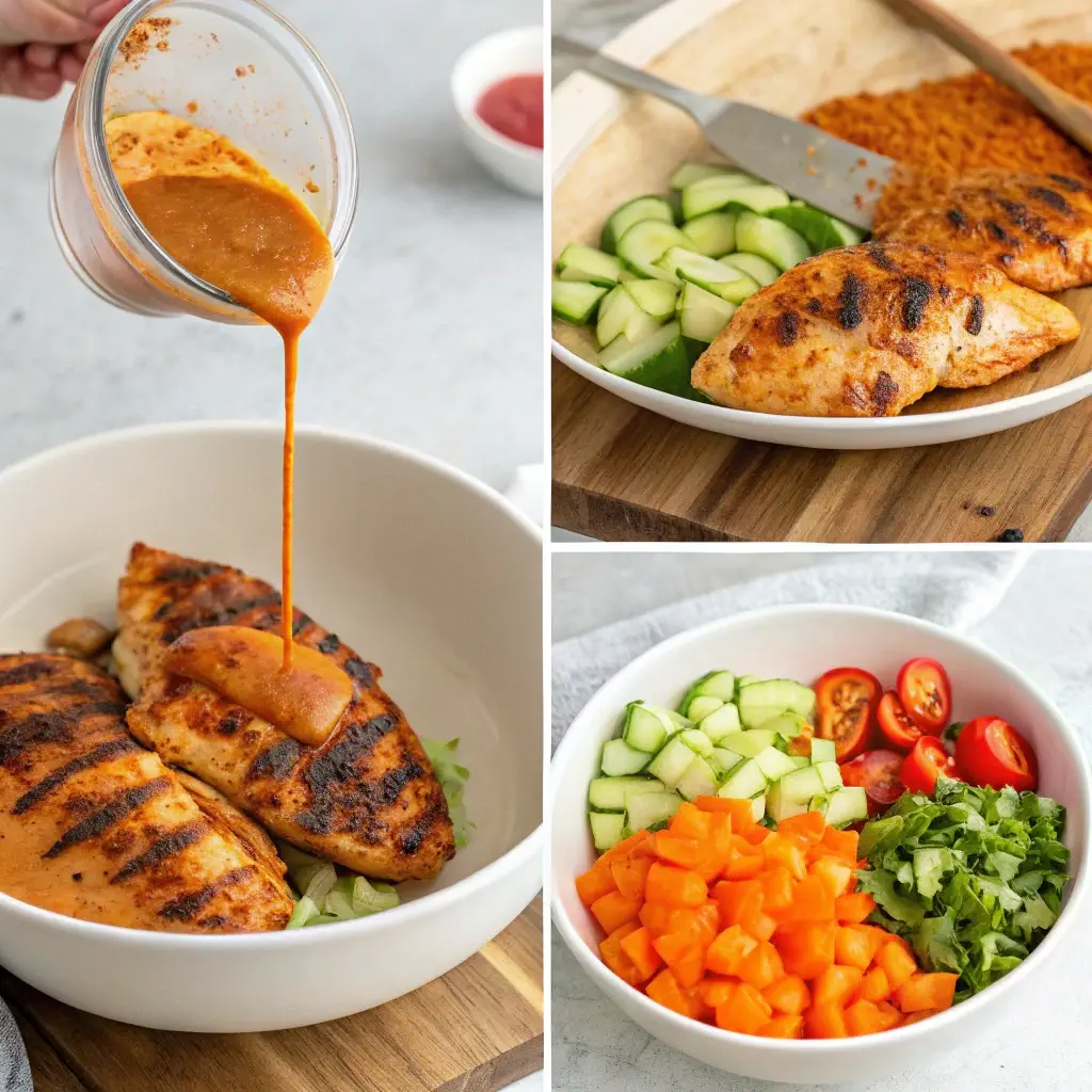 Step-by-step preparation of Buffalo Chicken Salad.