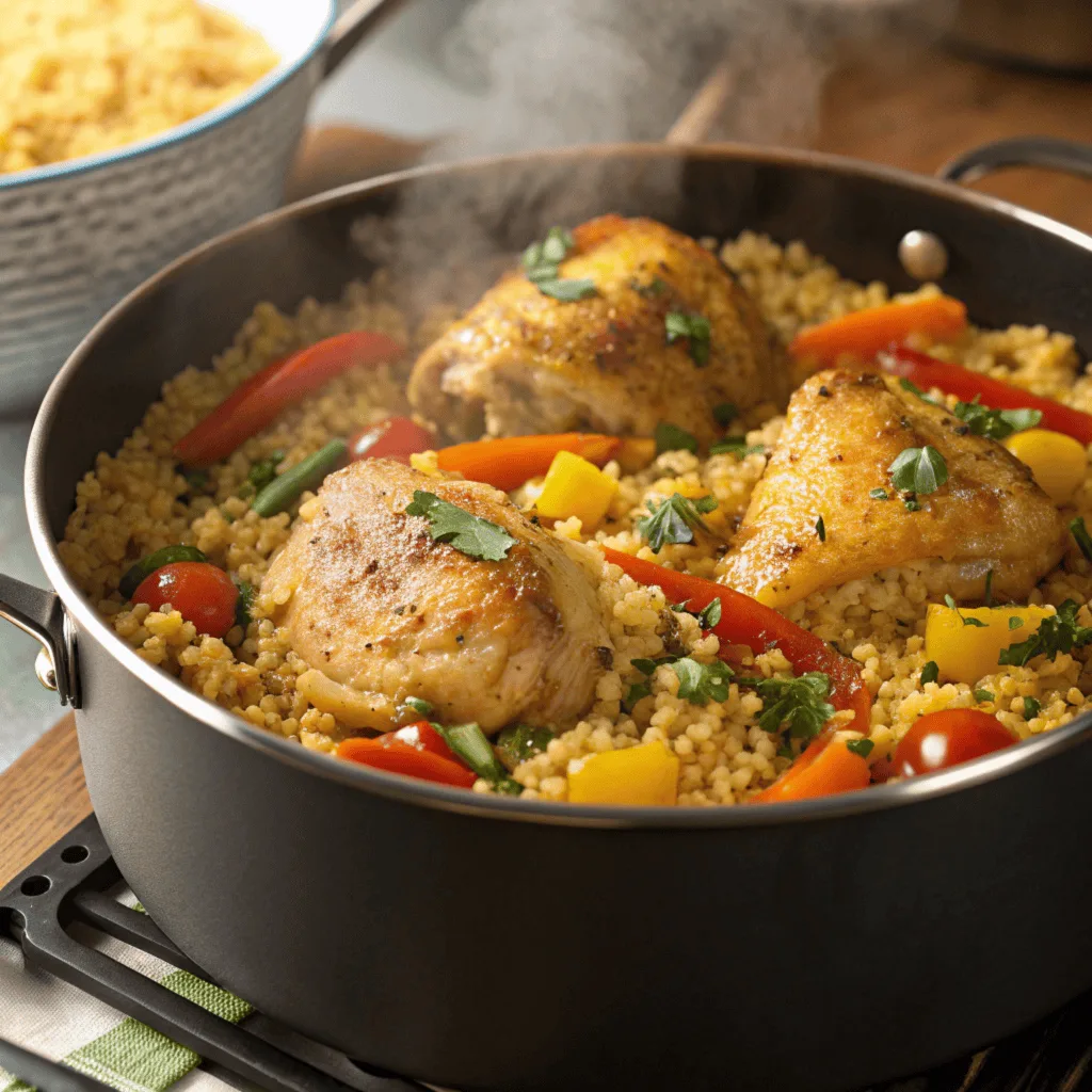 One-pot chicken couscous dish.
