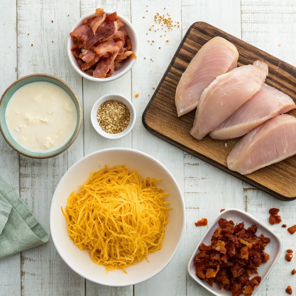 Fesh ingredients for Crack chicken pasta
