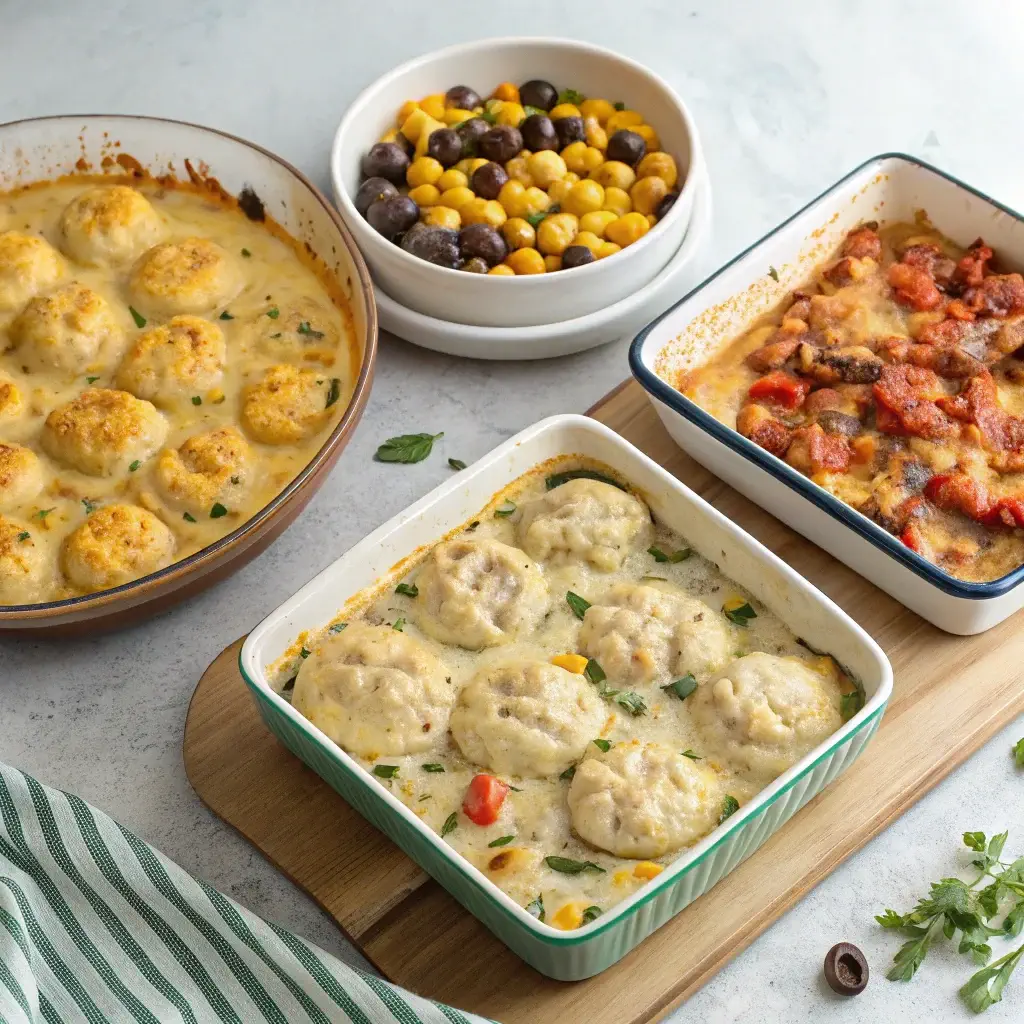 Three Variations of Chicken and Dumpling Casserole