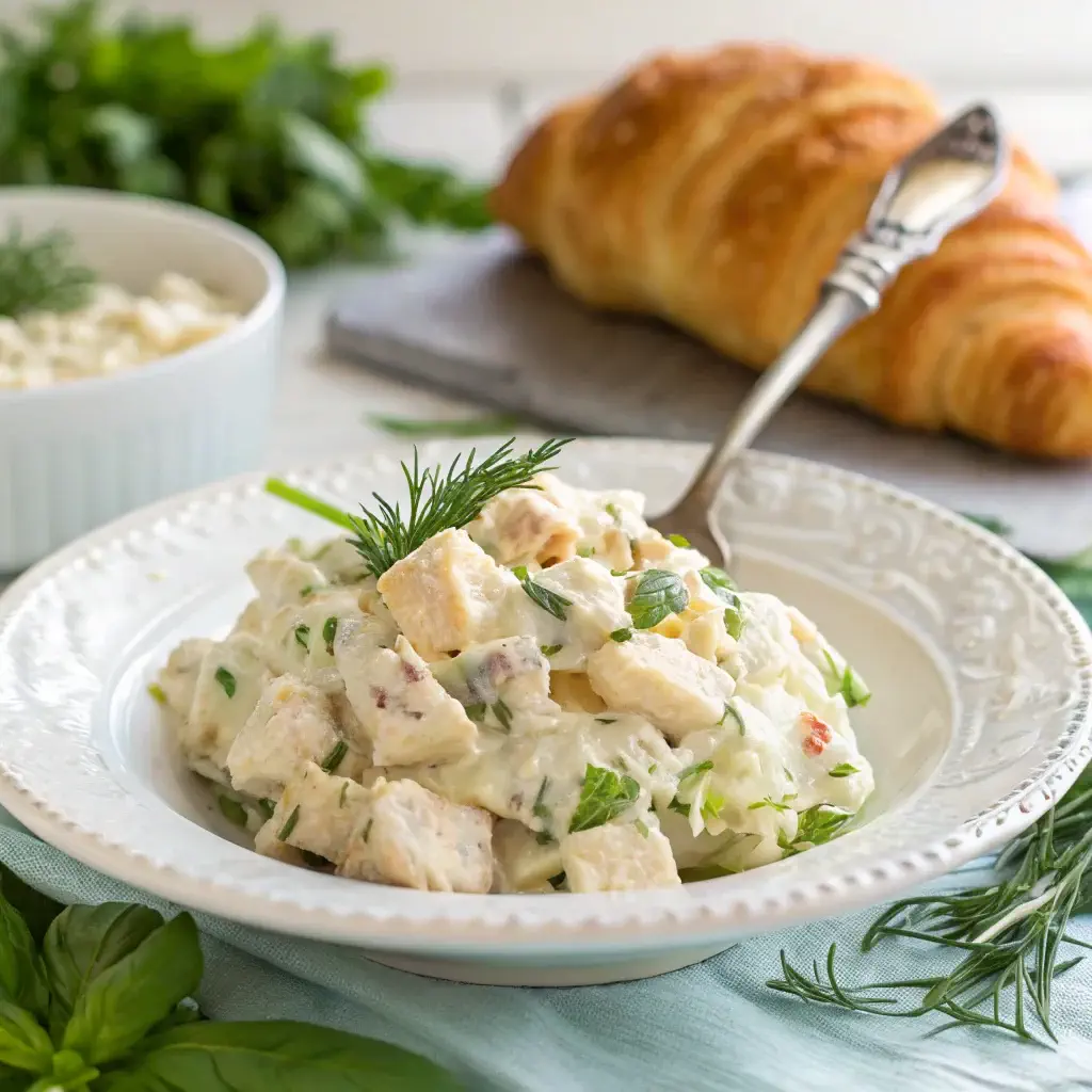 Homemade Willow Tree chicken salad recipe with creamy texture and tender chicken pieces