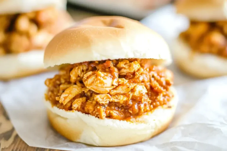 Close-up of Cajun Chicken Sloppy Joes on a soft hamburger bun