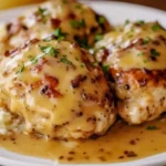 Texas Roadhouse Smothered Chicken served with creamy sauce over mashed potatoes