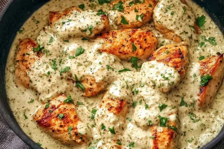 Juicy chicken breasts in creamy ranch sauce – perfect Ranch Chicken Crock Pot recipe.