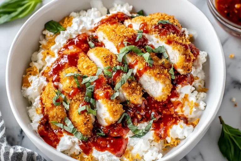 Crispy Chicken Parm Cottage Cheese Bowl with Marinara