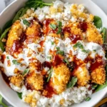 Chicken Parm Cottage Cheese Bowl with crispy chicken, marinara, cottage cheese, and fresh spinach