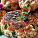 Close-up of Mediterranean Chicken Patties garnished with fresh parsley, showcasing their golden-brown crust and juicy texture.