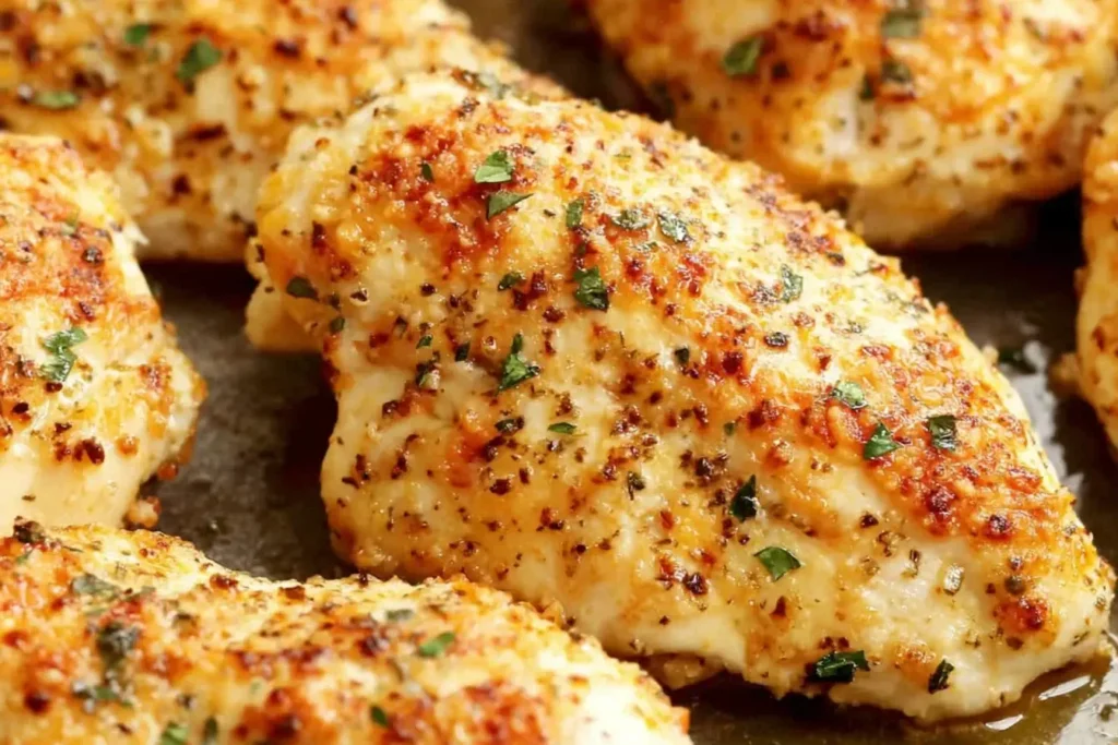 Juicy Melt In Your Mouth Chicken Breast with golden crust and herbs