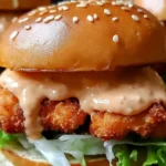 Close-up of crispy Bang Bang Chicken Sliders with lettuce, sesame seed buns, and creamy bang bang sauce.