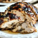 Grilled White Barbecue Chicken breast sliced and served on a white plate