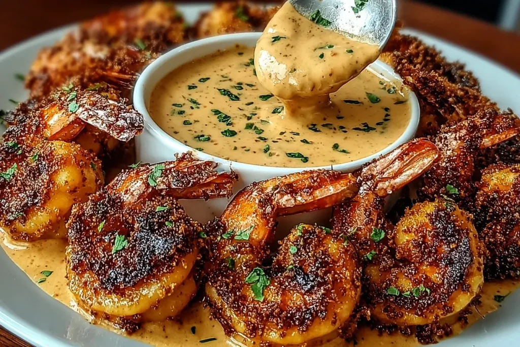 Golden, crispy Coconut Shrimp with Sweet Chili Mayo served with a creamy dipping sauce and garnished with fresh herbs.