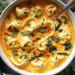 Creamy Thai Coconut Curry Dumpling Soup with tender dumplings in a rich orange coconut curry broth topped with fresh cilantro.