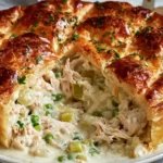 Mary Berry Chicken And Leek Pie with golden puff pastry, creamy chicken and leek filling, and flaky layers baked to perfection