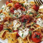 Roasted Tomato and Garlic Ricotta Pasta with ribbon-style pasta, blistered cherry tomatoes, creamy ricotta dollops, fresh basil, and cracked black pepper in a white bowl.