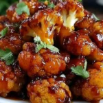 Maple Sriracha Cauliflower roasted until caramelized and glossy, with crispy edges and fresh cilantro on top.